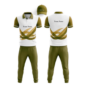 Custom Green <b>White</b> <b>Cricket</b> Kit Geometric Print Short Sleeve Polo Shirt Matching Pants Breathable Front Polyester Unisex All - Product Image 6