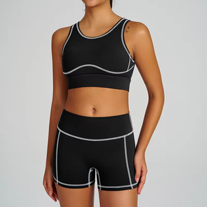 Conjunto Deportivo de 2 Piezas para Mujer, Top Deportivo, Leggings Cortos, Transpirable, de Alta Elasticidad, Secado Rápido, Ropa Deportiva de Calidad para Gimnasio y Entrenamiento - Product Image 1