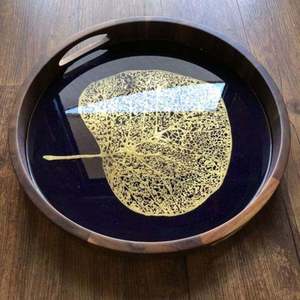 Plateau de service moderne en résine de luxe, résistant au lave-vaisselle, avec poignées, fait main, décoratif, pour cuisine, table à manger, thé et café - Product Image 5