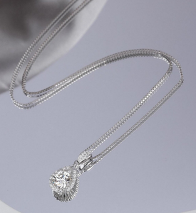 สร้อยคอเพชรโมอิสซาไนต์ทรงกลม เงินแท้ 925 ของขวัญสำหรับผู้หญิง - Product Image 4