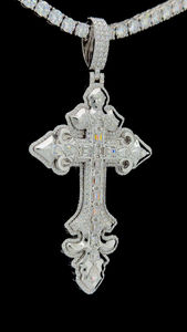 Christian Jesus <b>Cross</b> <b>Pendant</b> Necklace 925 <b>Sterling</b> <b>Silver</b> Religious Jewelry Baguette Diamond Moissanite Charms <b>Pendants</b> - Product Image 2