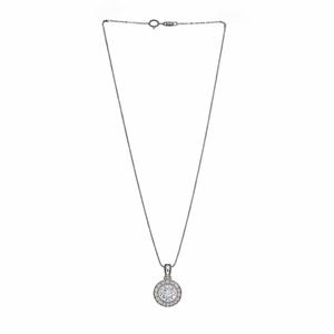 Collar con Colgante de Halo de Diamantes, Diseño Clásico Solitario Redondo, Acabado Pulido, Cadena de Caja, Regalo para Mujer - Product Image 2