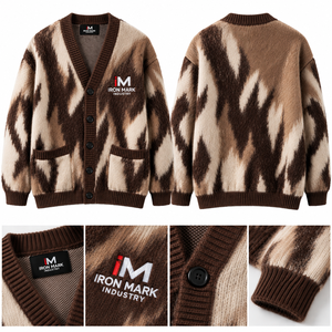 เสื้อสเวตเตอร์ถักลายเรขาคณิต คอวี แขนยาว สำหรับผู้หญิง จาก Iron Mark Industry เหมาะสำหรับใส่ลำลองในฤดูหนาว ผลิตจากอะคริลิก/ไนลอน 100% ไม่หดตัว - Product Image 1