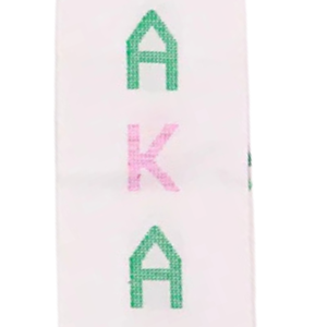 Écharpe de graduation AKA Kente avec lettres AKA alternées rose, vert et blanc, écharpe de cérémonie de sororité pour femmes - Product Image 5