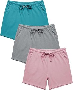 Shorts Casuales para Mujer, Tie Dye, Cintura Media, Cordón Ajustable, Tejido de Algodón y Spandex, Transpirables, con Bolsillos, Colores Pastel Rosa y Azul - Product Image 3