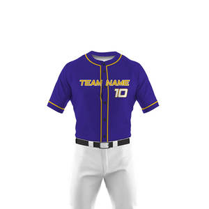 <b>Men's</b> Purple Baseball Jersey With <b>White</b> Pants And Black <b>Socks</b> Regular Fit All Seasons Screen Printed Polyester Uniform - Product Image 3