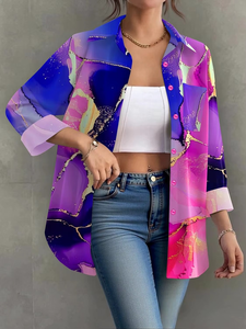 Camisa de poliéster para mujer, corte ajustado, con botones, manga larga, blusa elegante para el trabajo, informal, con estampado floral, con bolsillos - Product Image 3