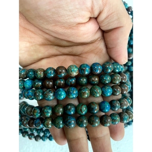 Perles rondes en crystaux naturels de crisocolle de première qualité, en gros, pour bijoux fantaisie et Feng Shui - Product Image 4