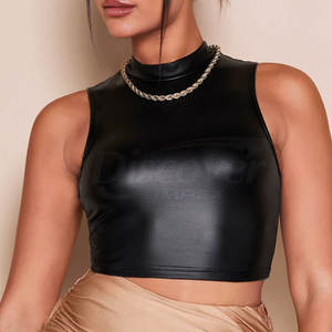 Prix de gros direct usine – Haut court en cuir pour femme – Meilleur prix – Haut court en cuir pour femme en vente en ligne - Product Image 4