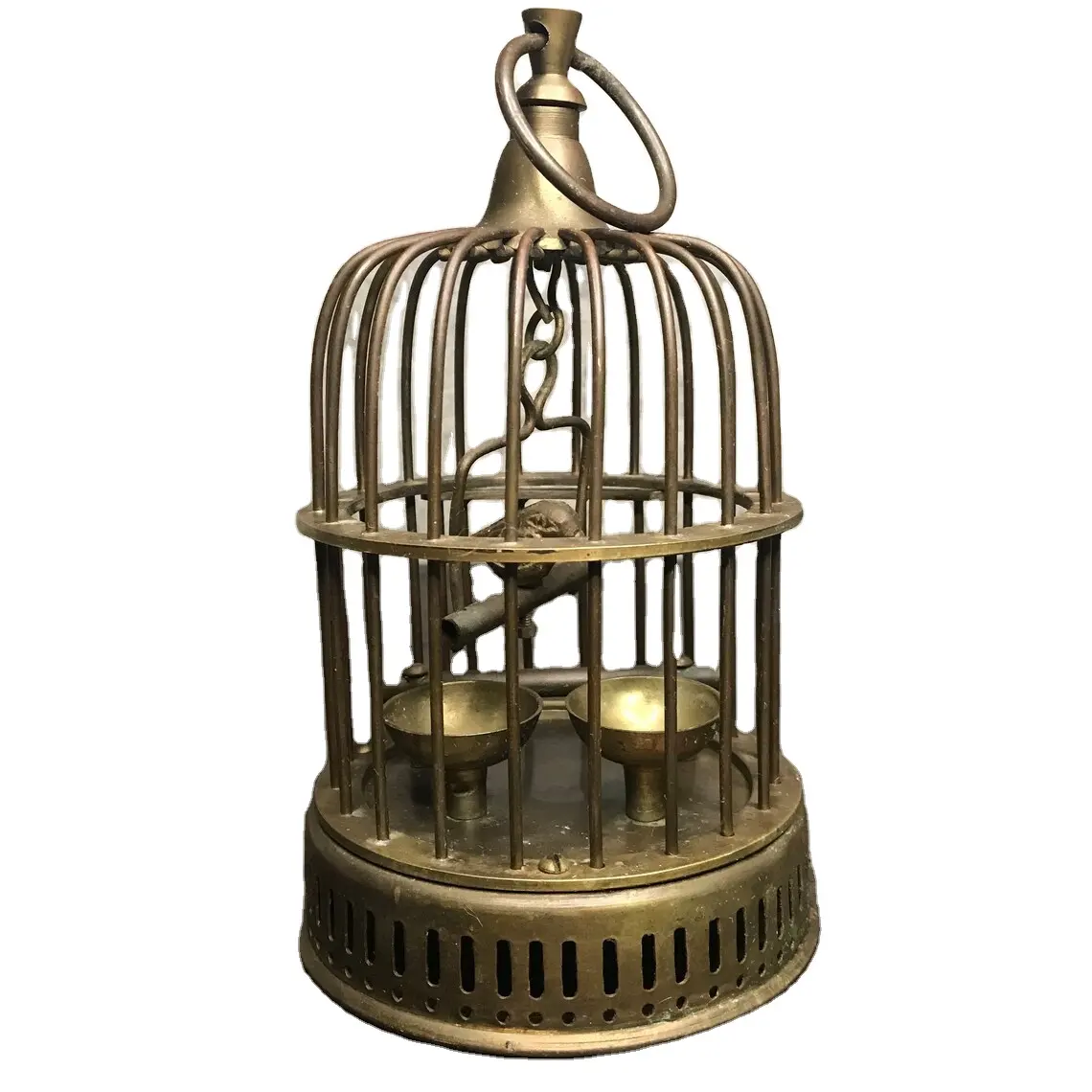 Cage à oiseaux en laiton massif Cage à oiseaux avec balançoire sur perchoir et cage Doo mobile Ancienne cage Oiseau fait main bambou japonais fabriqué en Inde
