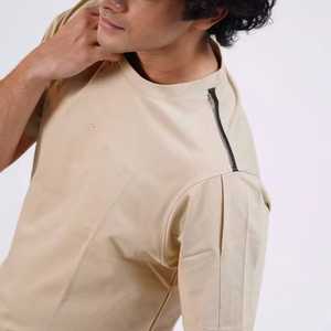 Men's Oversized Colorblock Streetwear T-<b>Shirt</b> 100% Cotton Jersey Blank Design <b>Patchwork</b> Detail Drop Shoulder - Product Image 5