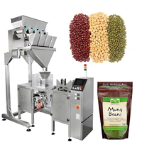Mesin Pengemas Granul Otomatis 4 Kepala Timbangan Hopper Packer untuk Kacang, Biji-bijian, Permen, Kacang-kacangan, Camilan, Granul Kecil, Pembungkus Makanan dalam Kantong