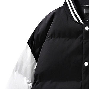 Warm Winter Crew Neck Collar Front Logo <b>Men's</b> Puffer <b>Jacket</b> Customized Color Logo Cotton Lined Varsity Style Puffer <b>Jackets</b> Male - Product Image 3