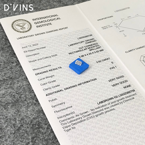 Diamante Cultivado en Laboratorio CVD con Corte Esmeralda de 0.62ct, Claridad VVS2, Certificado IGI, Alta Calidad, D'vins Jewels - Product Image 1