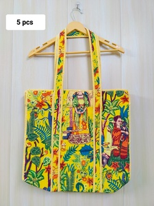 Luxury Handmade Quilted Cotton Shoulder Tote <b>Bags</b> for <b>Women</b> Stylish Block Print Sustainable Luggage Tote <b>Bag</b> Washable - Product Image 2