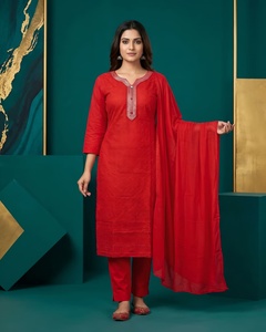 Conjunto de Kurti de 3 Piezas en Algodón Cambray para Mujer, Ropa Étnica de Moda, Tallas M a XXXL, Venta al Por Mayor - Product Image 4