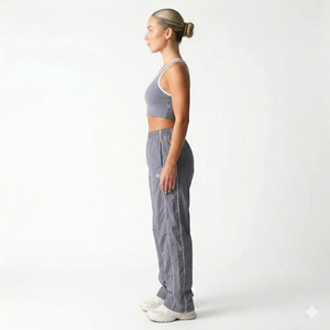 Pantalones de Mujer Holgados y Ligeros con Cintura Elástica y Estampado de Letras, Estilo Urbano, de Poliéster - Product Image 4