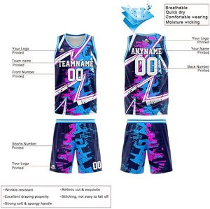 Men's Basketball Jerseys <b>Shorts</b> Sets Customized Team Names/Numbers Sublimation Printed 100% Polyester Moisture-Wicking - Product Image 2