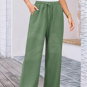 Women Mid Waist Wide Leg <b>Summer</b> <b>Trousers</b> <b>Lightweight</b> Breathable Casual Pants <b>Ladies</b> Loose Fit Linen Blend <b>Summer</b> Pants - Product Image 2