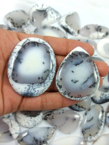 Natural White Gray Dendrite <b>Opal</b> Stone Mix Shape Cabochon Gemstone Flat Back with Free Sizes Loose Gemstones - Product Image 3