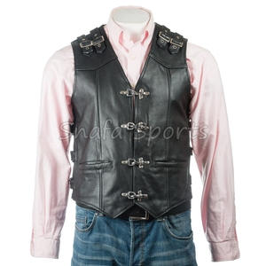 OEM Serviced Vintage Black <b>Vests</b> Men Natural Genuine Leather Jacket Sleeveless Reasonable Price Leather <b>Vest</b> For Men's - Product Image 2