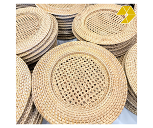 Light Brown <b>Bamboo</b> Round European Design Handmade Eco-Friendly Charger Plate Rustic Wedding Dining <b>Table</b> Decor - Product Image 1