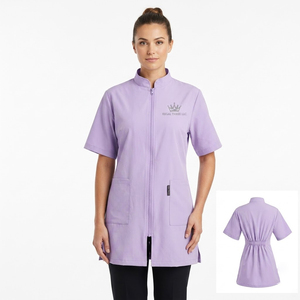 Tablier de toilettage pour femme à manches courtes, veste professionnelle de toilettage pour animaux, cape de coiffeuse pour animaux avec fermeture éclair - Product Image 6