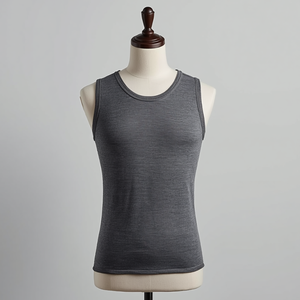 <b>Men</b> Knitted Cotton Tank Top Sleeveless O-Neck Solid Color Breathable Casual Gym Vest Slim Fit <b>Stretch</b> Athletic Wear - Product Image 1