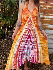 Women's Woven Eco-Friendly Tie Dye <b>Boho</b> Halter Maxi Beach <b>Dress</b> Handmade <b>Summer</b> - Product Image 4