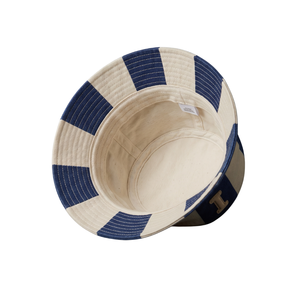 Chapeau Bob en Jean Rayé Bleu Marine et Beige de Haute Qualité avec Patch Lettre Personnalisé – Chapeau de Soleil Tendance Vintage en Toile pour Adultes (Femmes et Hommes) - Product Image 5