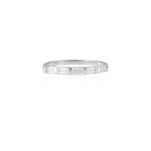 14K Solid Gold Baguette Diamond <b>Stacking</b> Band-IGI Certified Engagement <b>Ring</b> - Product Image 3