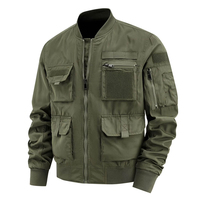 Veste cargo en jean pour homme à col montant, nouvelle collection hiver, vente en gros, logo frontal, haute qualité, design streetwear