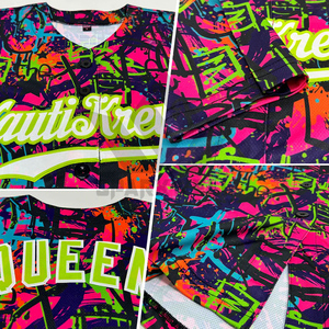 Camiseta de Béisbol Personalizada con Diseño de Salpicaduras de Neón Negro, Unisex, Manga Corta, Sublimada, Impresión Completa, Uniforme de Equipo Personalizado para Adultos, 100% - Product Image 5