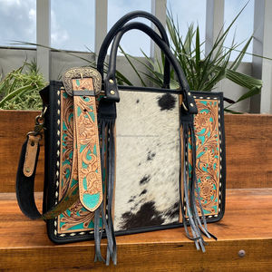 กระเป๋าโท้ทหนังมีพู่เป็นเครื่องมือสำหรับผู้หญิงกระเป๋าถือ2025หนังวัวแท้หรูหราแนววินเทจหรูหรา - Product Image 4