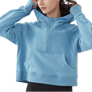 Autumn/Winter Solid Vintage Breathable Hooded Short Sweatshirt For Women Slimming Trendy Coat - Product Image 1