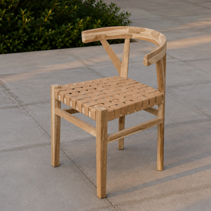Premium Genuine Leather Teak Wood <b>Mid</b> <b>Century</b> Modern <b>Armchair</b> Dining Chairs for Commercial Use Hotels Apartments Outdoor - Product Image 1