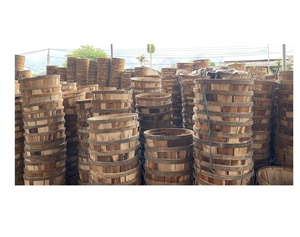 Cestas de madera de pino de fábrica con tapa/cesta de cangrejo de madera redonda Almacenamiento de tamaño personalizado hogar jardín - Product Image 6