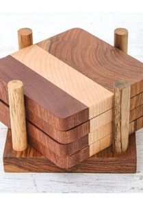 Juego de posavasos de madera hechos a mano para el hogar, cocina, mesa de comedor, mesa de café, restaurante, bar y oficina, protección contra el calor. - Product Image 5