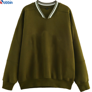Sudaderas de Felpa Decorativas de Moda para Mujer, Tallas Grandes, Cuello Redondo, Manga Larga, 100% Algodón, Color Sólido - Product Image 6