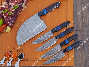 Juego de Cuchillos de Chef Profesionales de Acero de Damasco Hechos a Mano con Espiga Completa, para Deshuesar y Cortar Filetes, Ergonómicos, con Mango de Madera Wenge, para Barbacoa al Aire Libre - Product Image 4