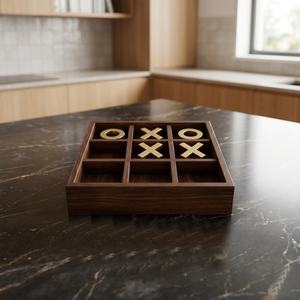 Plateau de jeu XO carré en bois de qualité supérieure, fait main, jeu de stratégie familial avec incrustations en laiton, jouet éducatif pour enfants et adultes, cadeau - Product Image 2