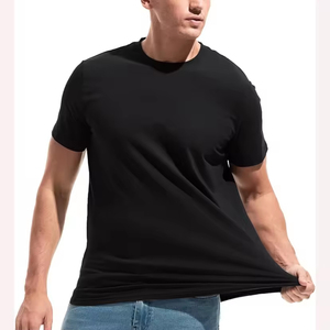 Black Custom Men's T-Shirts <b>Short</b> <b>Sleeve</b> O-Neck 100% Cotton Worsted Fabric Front Logo Formal Style Loose Fit Anti-Pilling Summer - Product Image 2