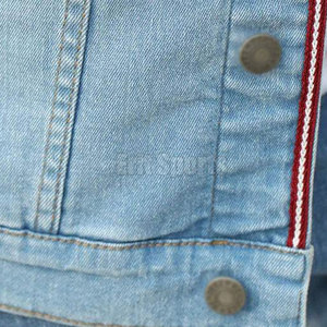 Veste d'hiver pour homme, coupe slim, fabrication professionnelle, usage décontracté en extérieur, col montant, logo sur le devant, 100% coton, veste en jean - Product Image 6