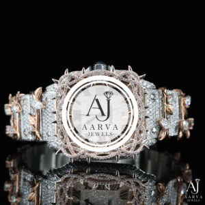 Montre mécanique de luxe AARVA JEWELS, boîtier carré en acier inoxydable de 42 mm, cadran en acrylique, pierres précieuses, design unisexe, réserve de marche - Product Image 3