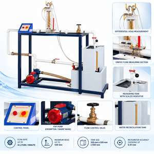 Appareil d'orifimométrie pour la mesure du débit |   Équipement de laboratoire hydraulique pour les études de décharge d'eau et de mécanique des fluides - Product Image 5