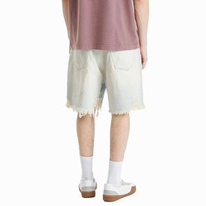 Men's Distressed <b>Denim</b> <b>Shorts</b> <b>Ripped</b> Straight Leg Mid Waist Casual Summer <b>White</b> Cotton Jorts - Product Image 2