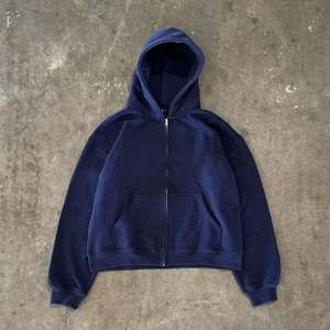 Ensemble de survêtement ample personnalisé de haute qualité en coton molletonné épais pour homme, avec sweat à capuche zippé, couleur unie, collection Printemps - Product Image 4