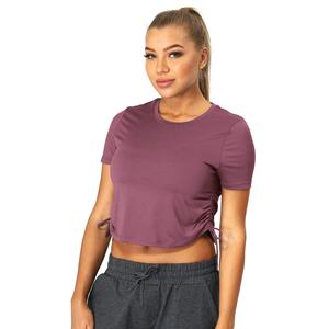 Camiseta Corta Ecológica para Mujer, Negra y Blanca, de Manga Corta, Cuello Redondo, Tejido de Punto, Corte Holgado, para Gimnasio - Product Image 6