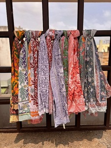 Women's <b>Large</b> Block Print Soft Cotton Sarongs Vintage Stylesh Bohemian Beach Sarong Warps Boho Cotton Neck Head Warp Holiday - Product Image 3