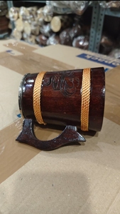 Taza de Café de Madera Hecha a Mano con Asa, Estilo Barril Rústico, Taza de Té Aislada, Vajilla para Bebidas, Regalo de Viaje, Decoración Única - Product Image 2